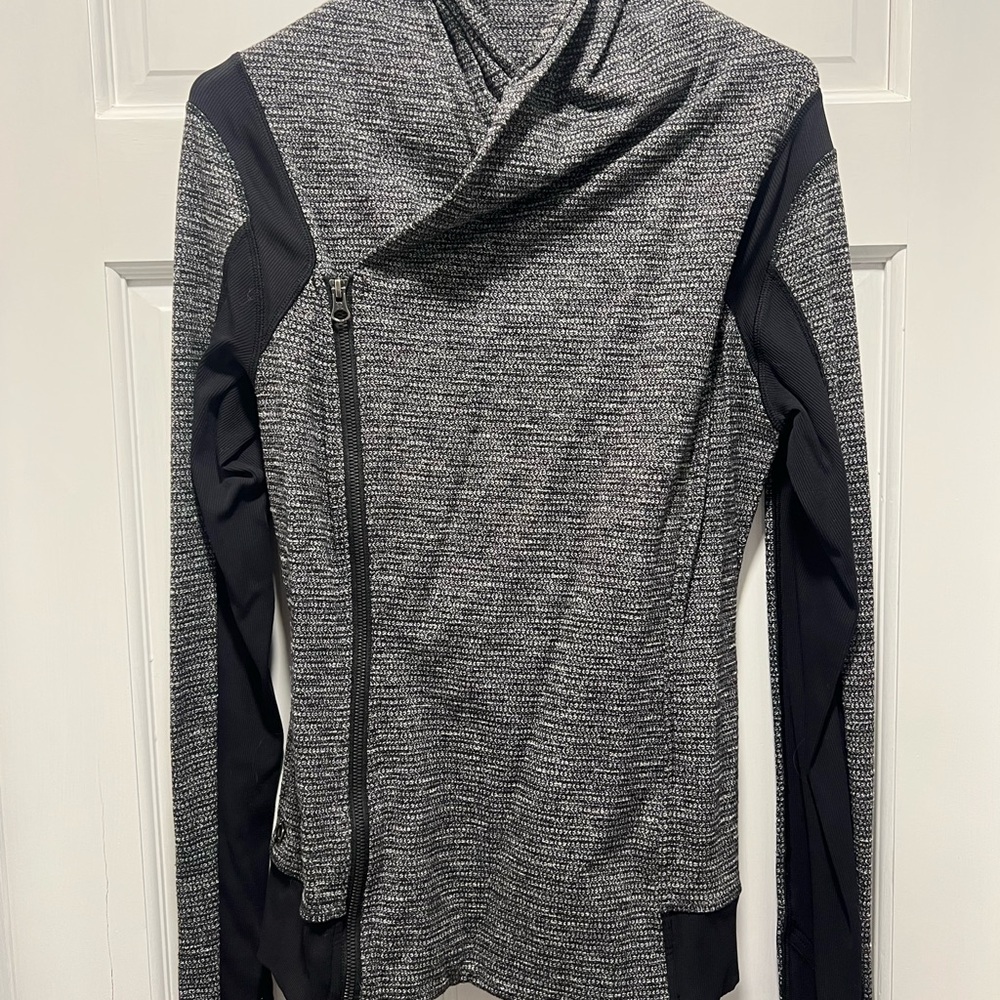 Stylish Black and Gray Knit Athletic Jacket